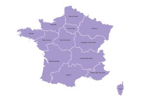 Labeled map of France showing the metropolitan regions