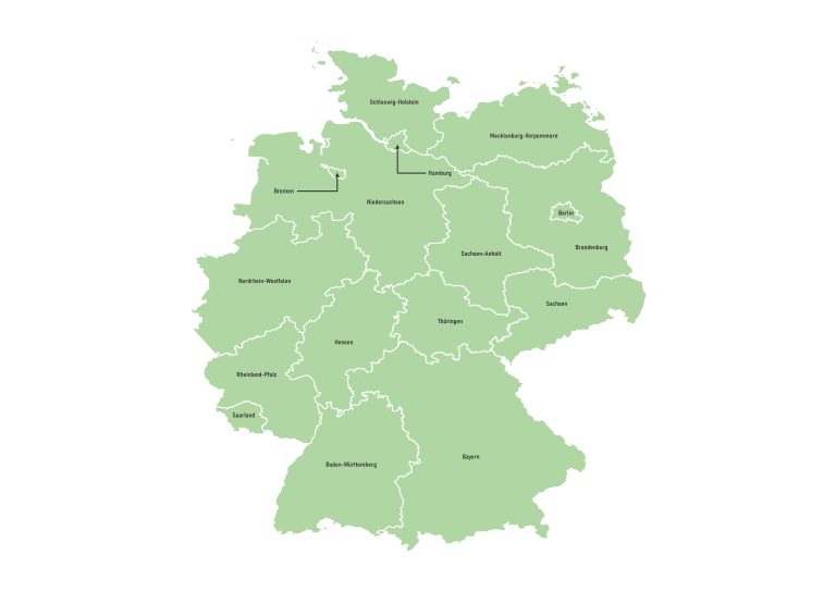Labeled map of Germany showing states