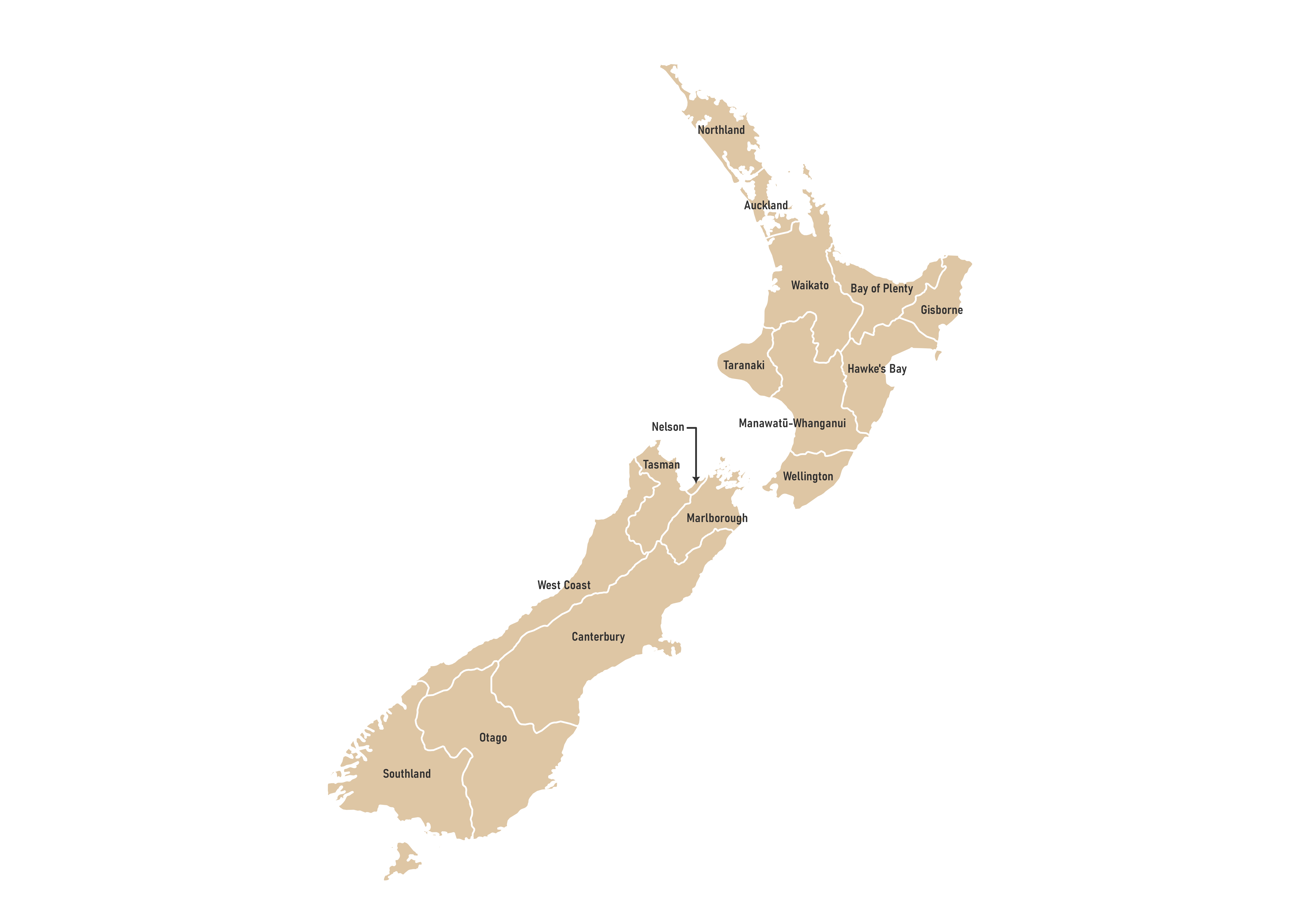 Labeled map of New Zealand showing regional councils and unitary authorities