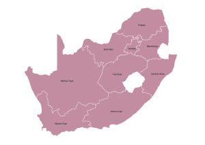 Labeled map of South Africa showing it's nine provinces