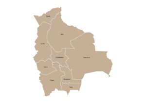 Labeled map of Bolivia showing Departmentos