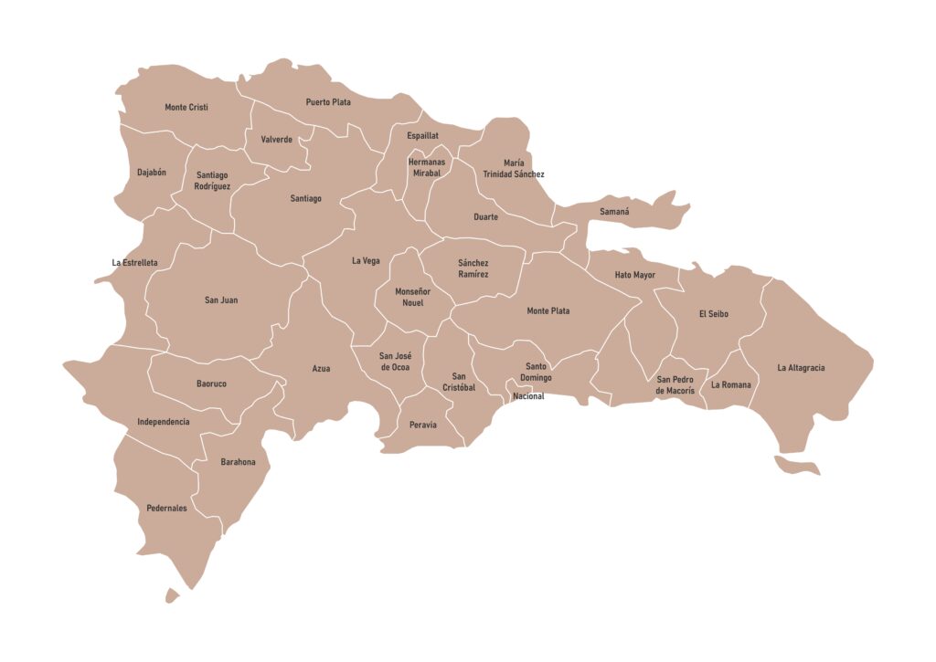 Labeled Map of the Dominican Republic with provinces and the National District