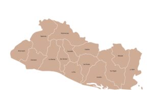 Labeled map of El Salvador showing departments