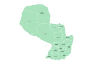 Labeled map of Paraguay showing departments