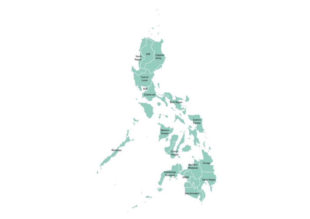 Labeled map of the Philippines with regions