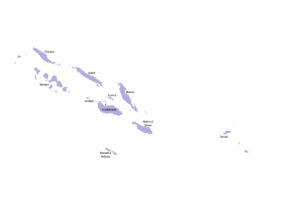 Labeled map of the Solomon Islands showing provinces