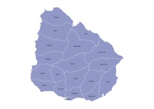 Labeled map of Uruguay showing Departments
