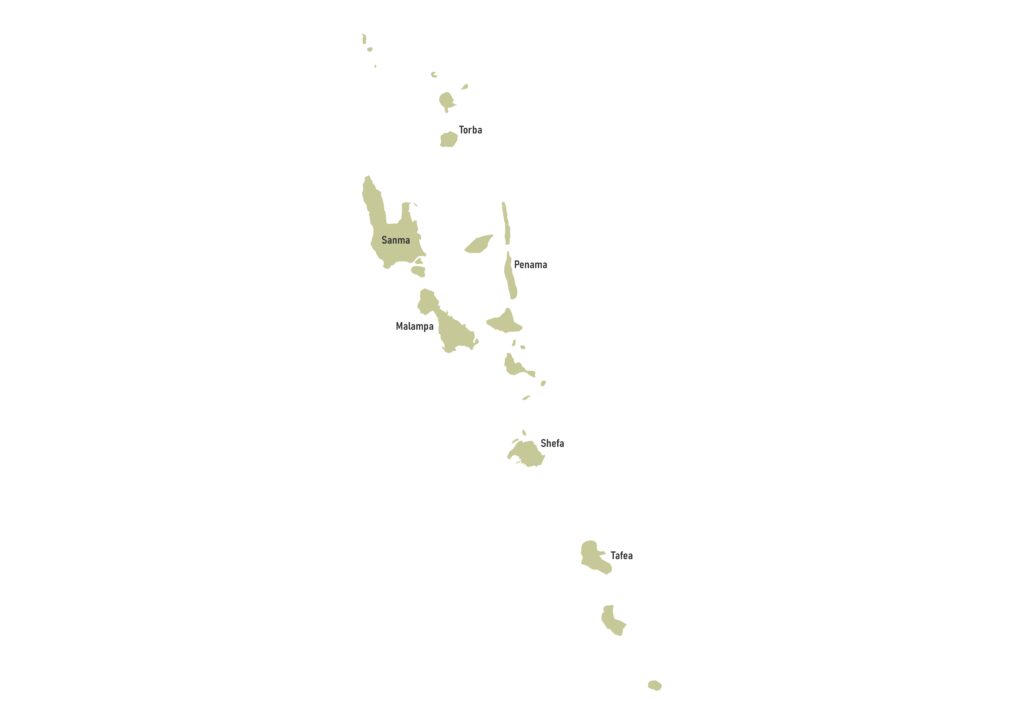 Labeled map of Vanuatu showing provinces