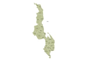 Labeled map of Malawi showing its 28 districts